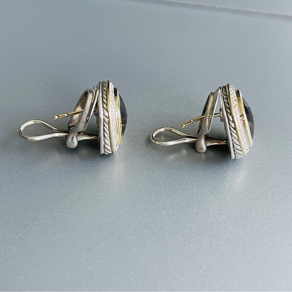 DAVID YURMAN 18K Gold & Sterling 925 Smoky Quartz & Diamond Albion Earri… - Picture 6 of 10